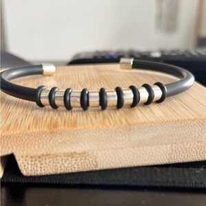 TaxcoBracelet unisex 925 Sterling Silver Black Adjustable men jewlery